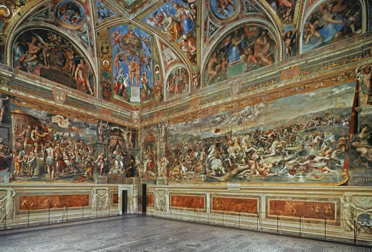 La Sala di Costantino affrescata da Raffaello nei Musei Vaticani