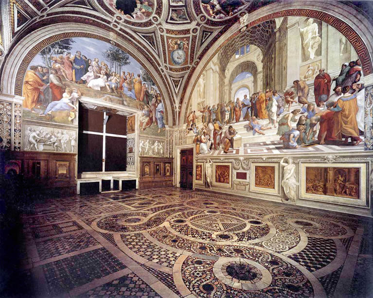 La Chambre de la Signature décorée par Raphaël dans les Musées du Vatican